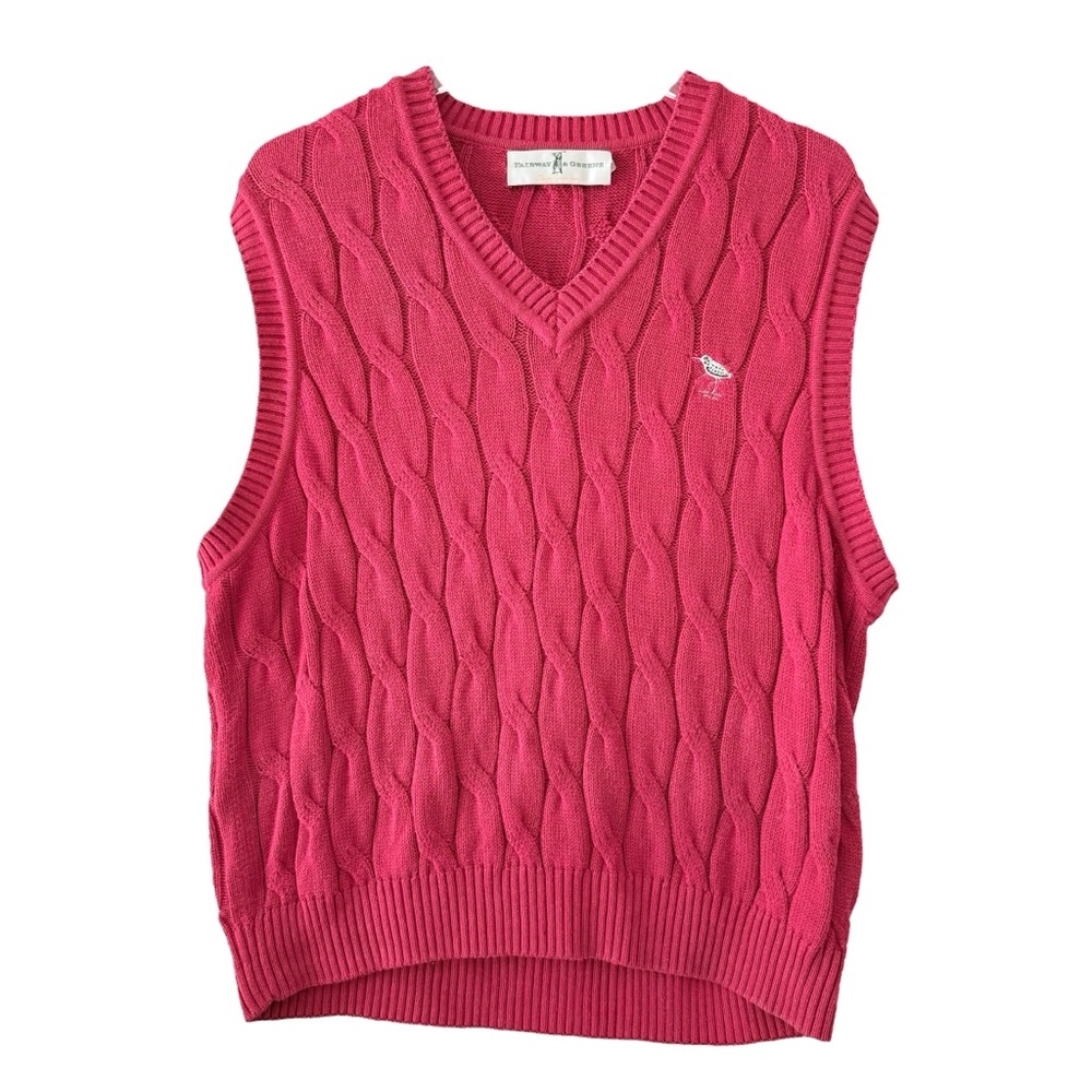 100% Cotton Red Cable Knit Sweater Vest Size Small